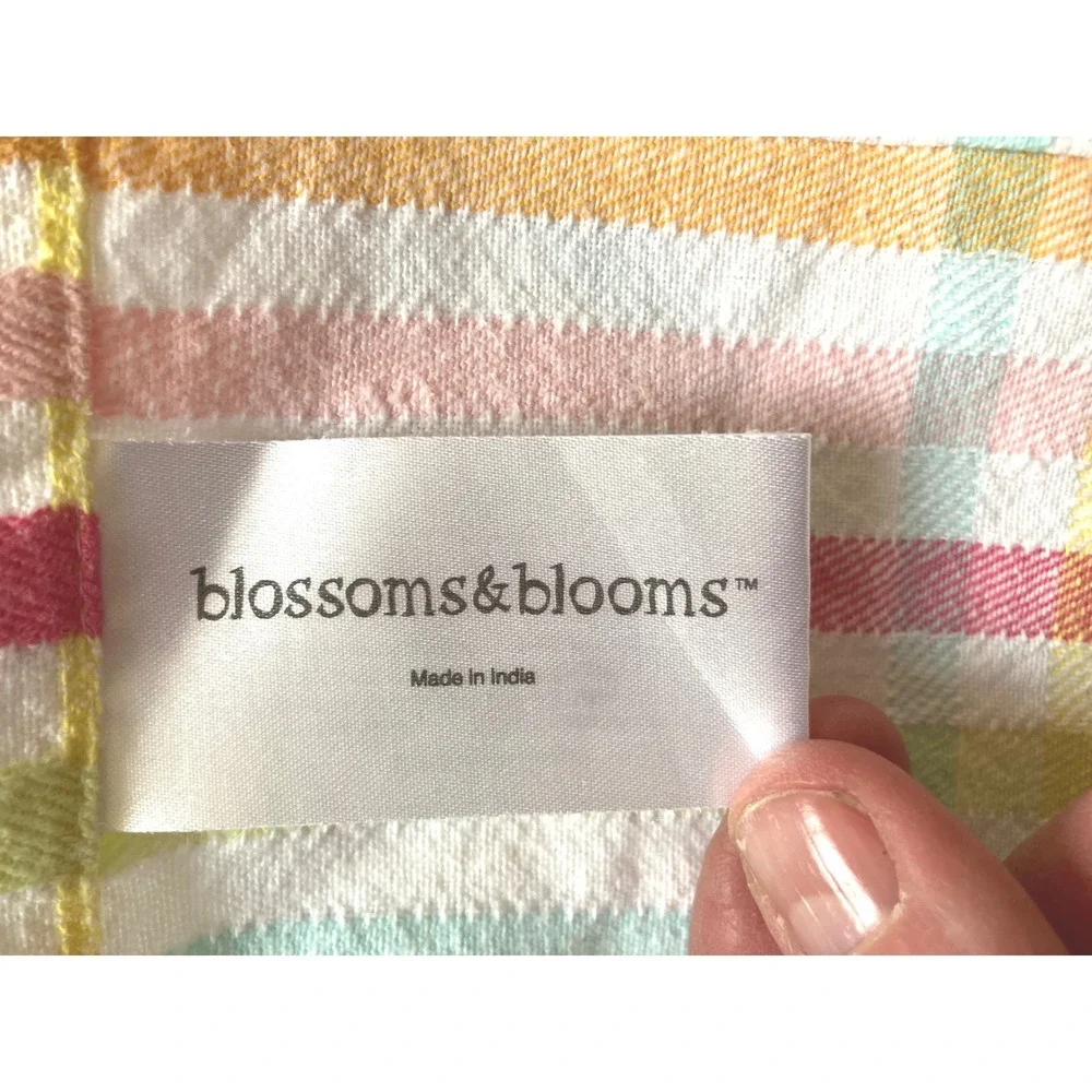 Blossoms & Blooms 100% Cotton Plaid‎ Tablecloth Rectangle 45x55 Easter